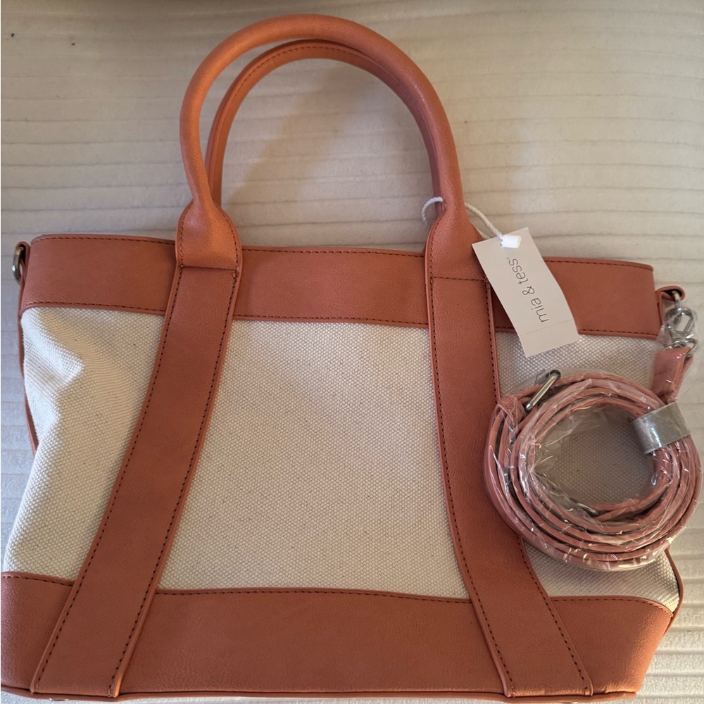 BNWT Mia & Tess Tan and Cream Satchel